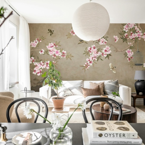 Fototapet, Chinoiserie Branches, Brown, Rebel Walls