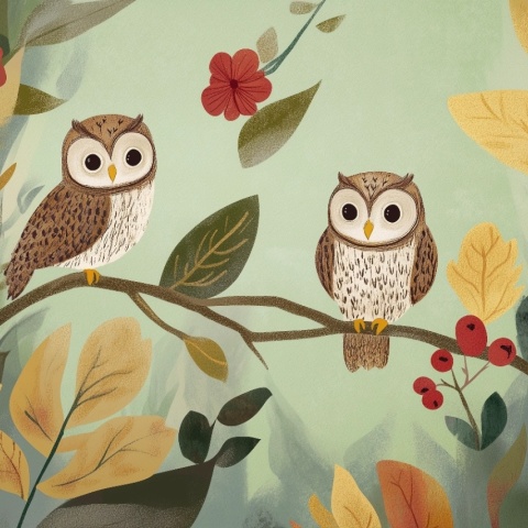 Fototapet copii, Owls in the forest 016 - Img 2