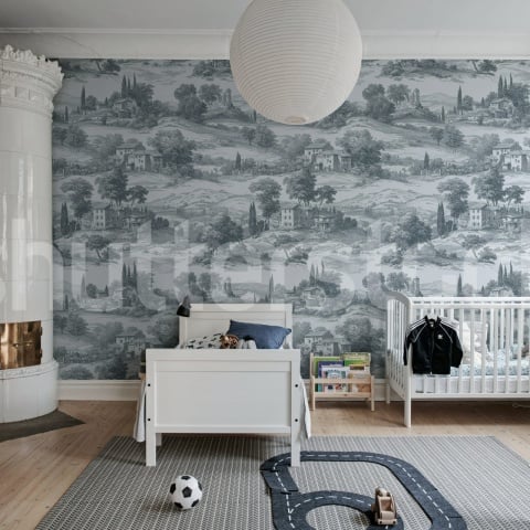 Fototapet, Countryside Toile, Oxford Blue, Rebel Walls - Img 3