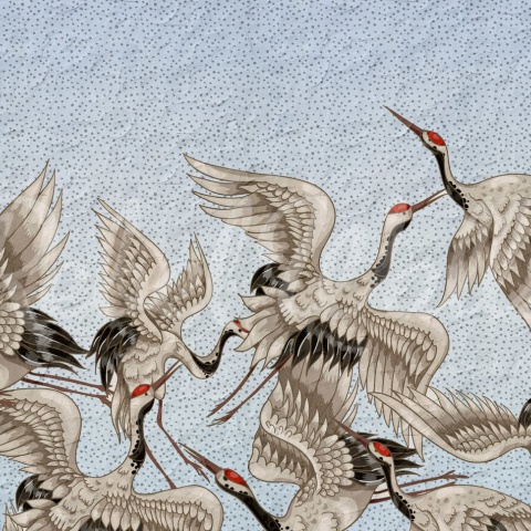 Fototapet, Crain Birds, Light Blue, Rebel Walls - Img 2