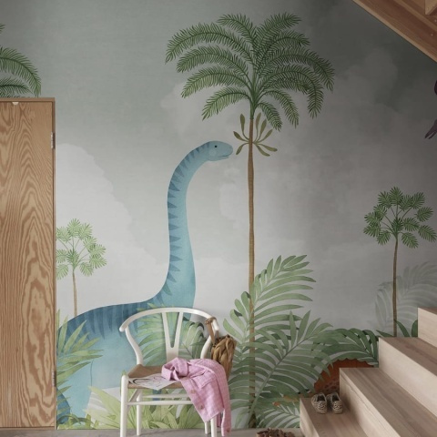 Fototapet, Dinosaur World, Green, Rebel Walls