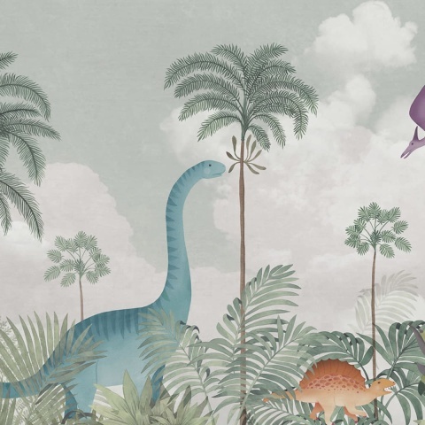 Fototapet, Dinosaur World, Light Green, Rebel Walls - Img 2