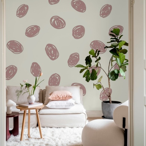 Fototapet, Doodle Dots, Pink, Rebel Walls