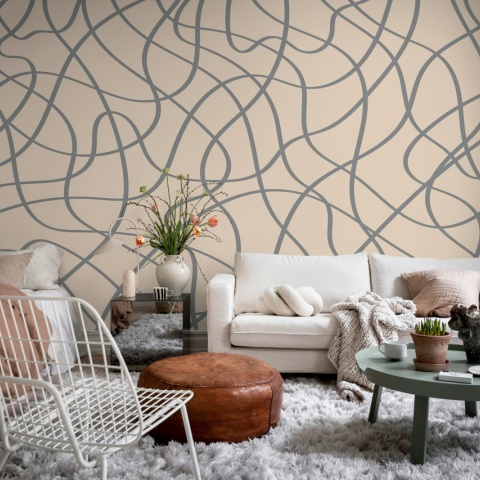 Fototapet, Doodle Lines, Beige, Rebel Walls - Img 4