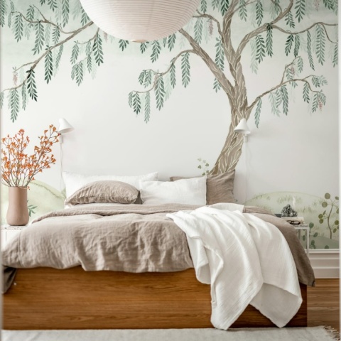 Fototapet, Dreamy Tree, Light Green, Rebel Walls