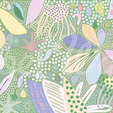Fototapet, Flower Art, Green, Rebel Walls - Img 2