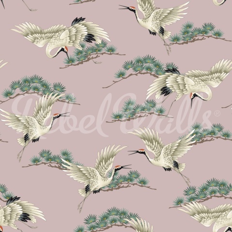 Fototapet, Flying Cranes, Pink, Rebel Walls - Img 2