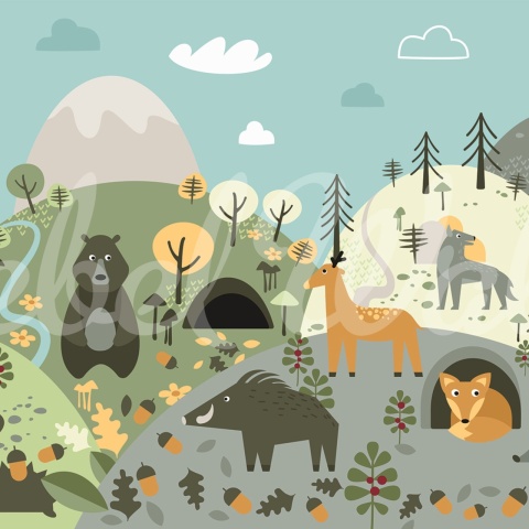 Fototapet, Forest Wildlife, Colorful, Rebel Walls - Img 2
