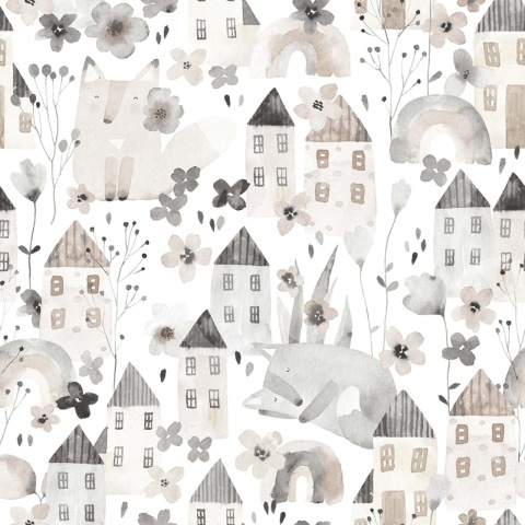 Fototapet, Fox Village, Gray, Rebel Walls - Img 2