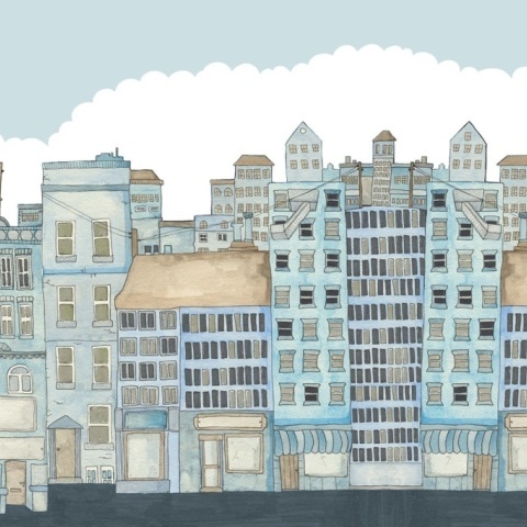 Fototapet, Funny Houses, Light Blue, Rebel Walls - Img 2