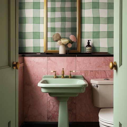Fototapet, Gingham, Green, Rebel Walls - Img 3