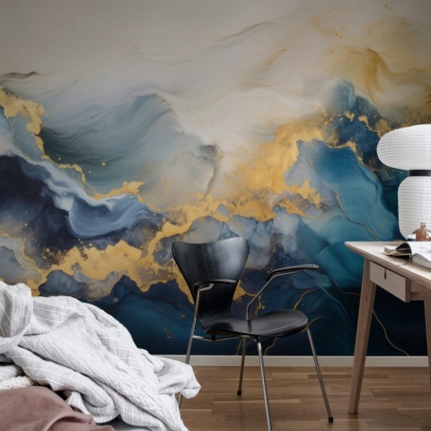 Fototapet, Gold Stream, Blue, Rebel Walls - Img 3