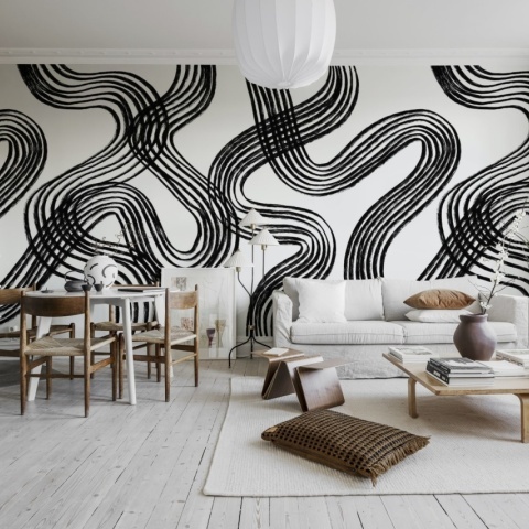 Fototapet, Ink Stripes, Black & White, Rebel Walls