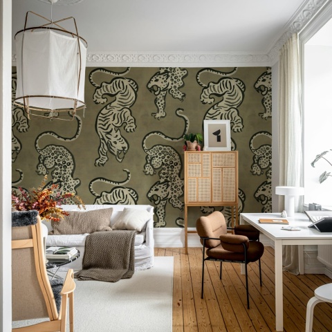 Fototapet, Ink Tiger, Brown, Rebel Walls