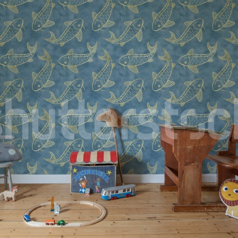 Fototapet, Koi Pond, Blue, Rebel Walls - Img 3