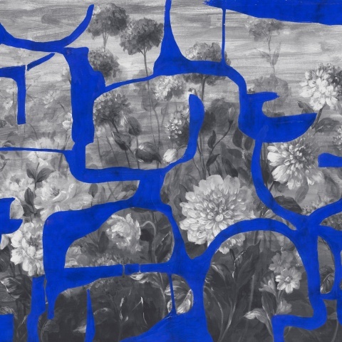 Fototapet lavabil Prehistoric Flowers, Blue, TresTintas - Img 2