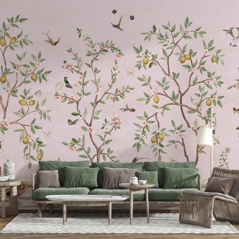 Fototapet Lemon Tree Chinoiserie - Pink, Sir Edward - Img 4