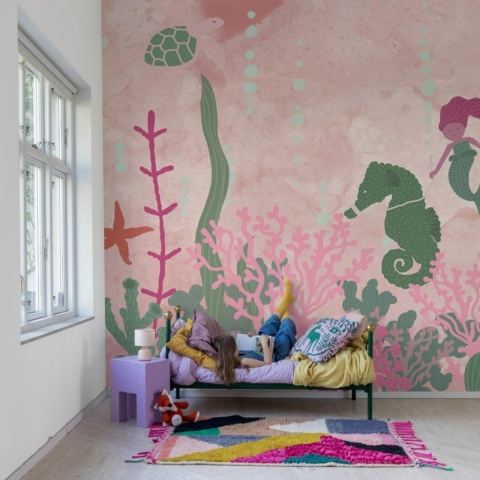 Fototapet, Mermaid World, Pink, Rebel Walls