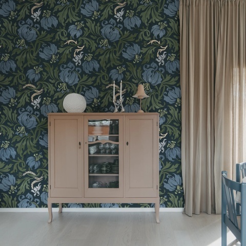 Fototapet, Midnight Peony, Blue, Rebel Walls