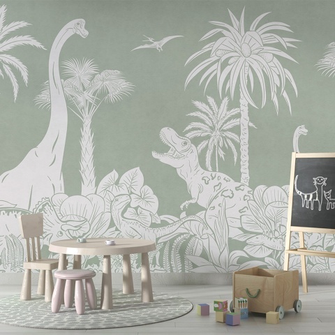 Fototapet Monochrome Dino - Green, Kikki Belle - Img 4