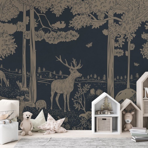 Fototapet Monochrome Forest - Blue Vintage, Kikki Belle - Img 3