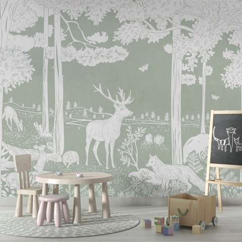 Fototapet Monochrome Forest - Green, Kikki Belle - Img 4
