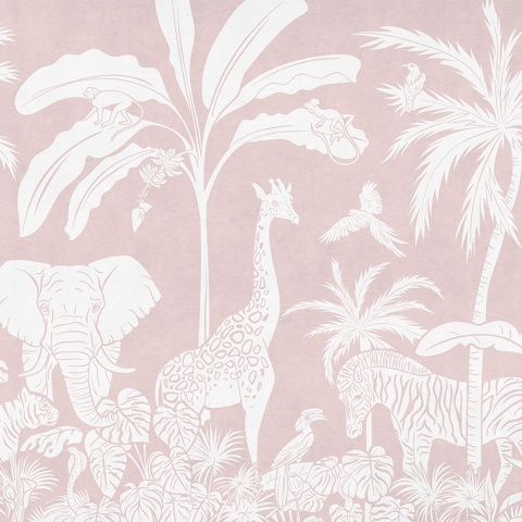 Fototapet Monochrome Jungle - Pink, Kikki Belle - Img 2