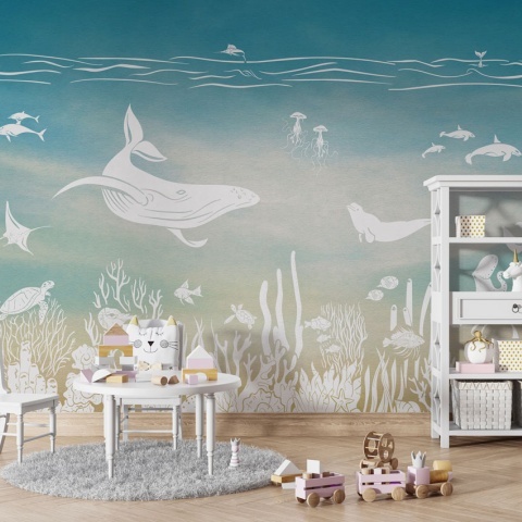 Fototapet Monochrome Sea - Aqua Blue, Kikki Belle - Img 5