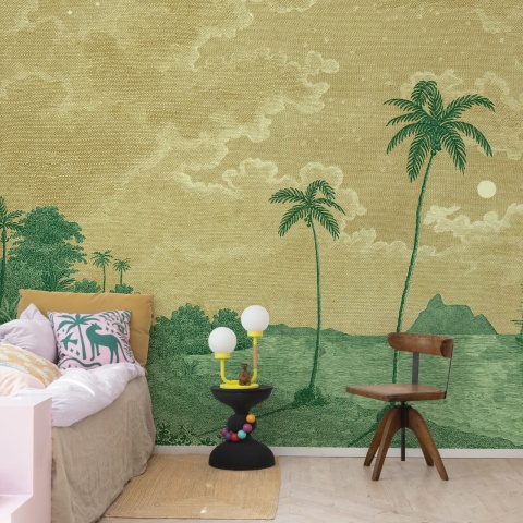 Fototapet, Palm Beach, Yellow, Rebel Walls
