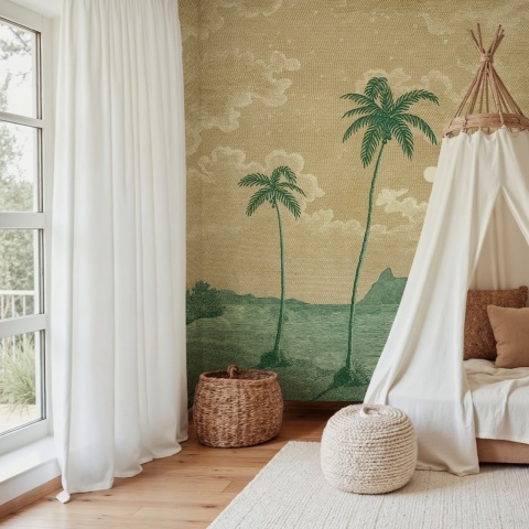 Fototapet, Palm Beach, Yellow, Rebel Walls - Img 3