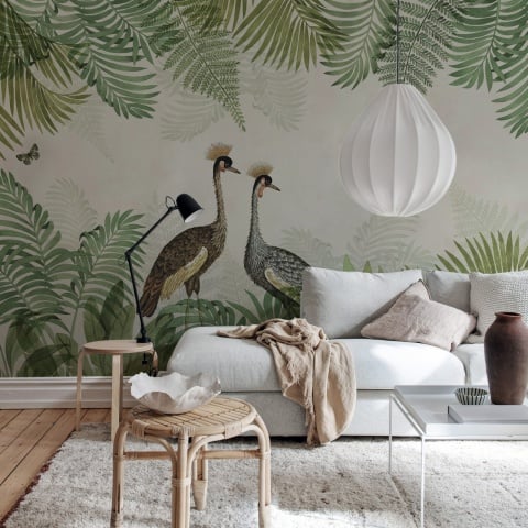 Fototapet, Palm Jungle, Crane, Rebel Walls