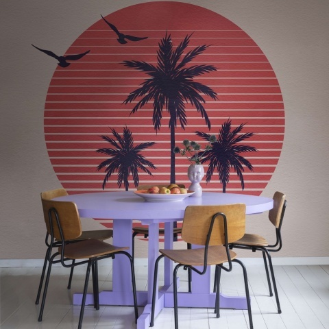 Fototapet, Palms Soft Pink, Rebel Walls