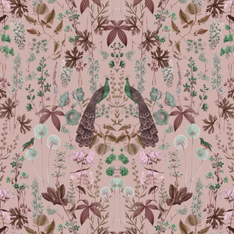 Fototapet, Peacock Garden, Pink, Rebel Walls - Img 5