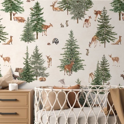 Fototapet Pine Forest - White, Kikki Belle - Img 5