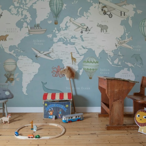 Fototapet, Playful World, Light Blue, Rebel Walls