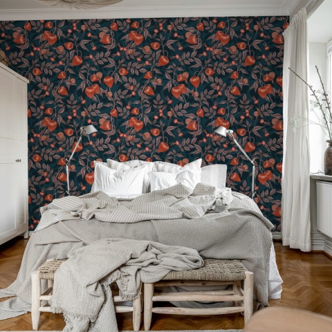 Fototapet, Rose Hip Garden, Red, Rebel Walls