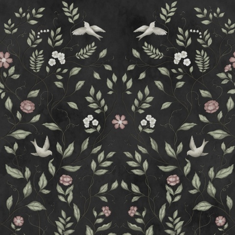 Fototapet, Serene Garden, Black, Rebel Walls - Img 2