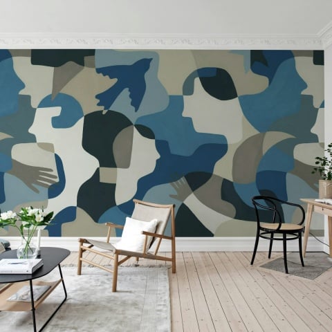 Fototapet, Silent Conversation, Blue, Rebel Walls