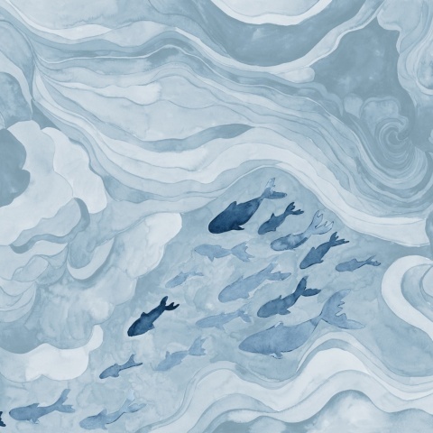 Fototapet, Silent Stream, Light Blue, Rebel Walls - Img 2