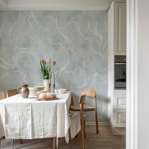 Fototapet, Soft Curve, Blue, Rebel Walls