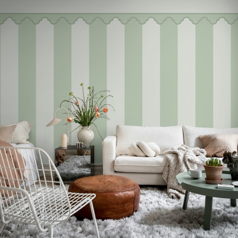 Fototapet, Stripe Chateau, Green, Rebel Walls - Img 3