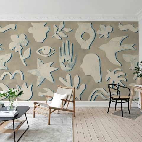 Fototapet, Symbolic, Blue & Beige, Rebel Walls