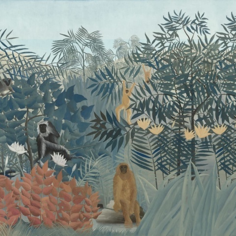 Fototapet, Tropical Forest With Monkeys, Blue, Rebel Walls - Img 2