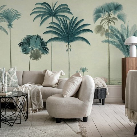 Fototapet, Vintage Palms, Blue, Rebel Walls