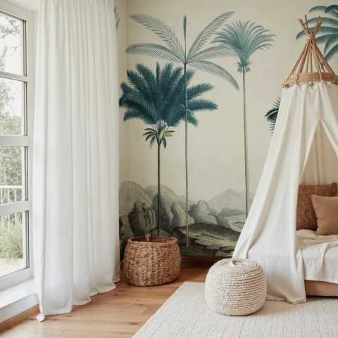 Fototapet, Vintage Palms, Blue, Rebel Walls - Img 3