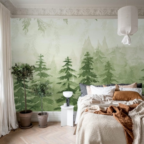 Fototapet, Watercolor Forest, Green, Rebel Walls - Img 3