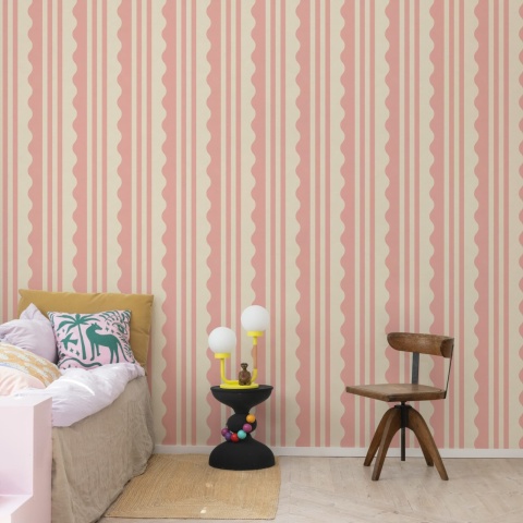 Fototapet, Wavy Stripe, Pink, Rebel Walls - Img 3