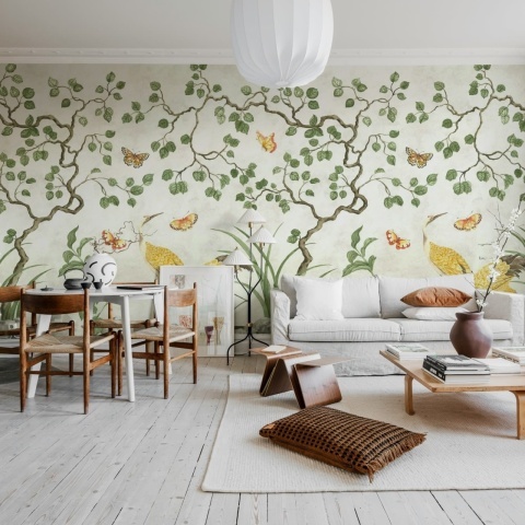 Fototapet, Where Cranes Dream, Beige, Rebel Walls