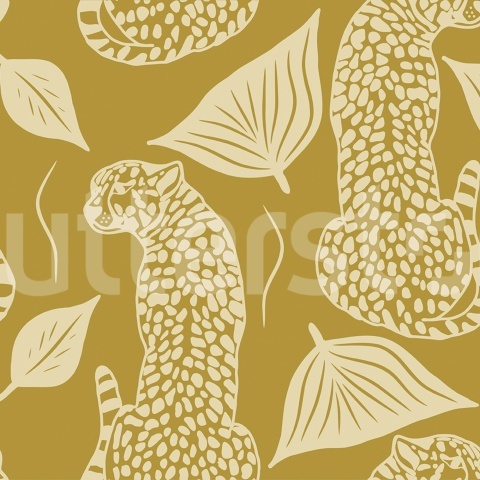 Fototapet, Whimsy Leopard, Yellow, Rebel Walls - Img 2