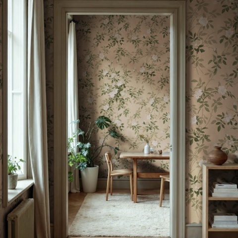 Fototapet, Wildflower Vista, Peach, Rebel Walls